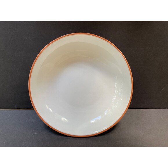 Val Do Sol Large White Serving Bowl 11.5" Terra Cotta Rim Handmade Portugal - Picture 4 of 7